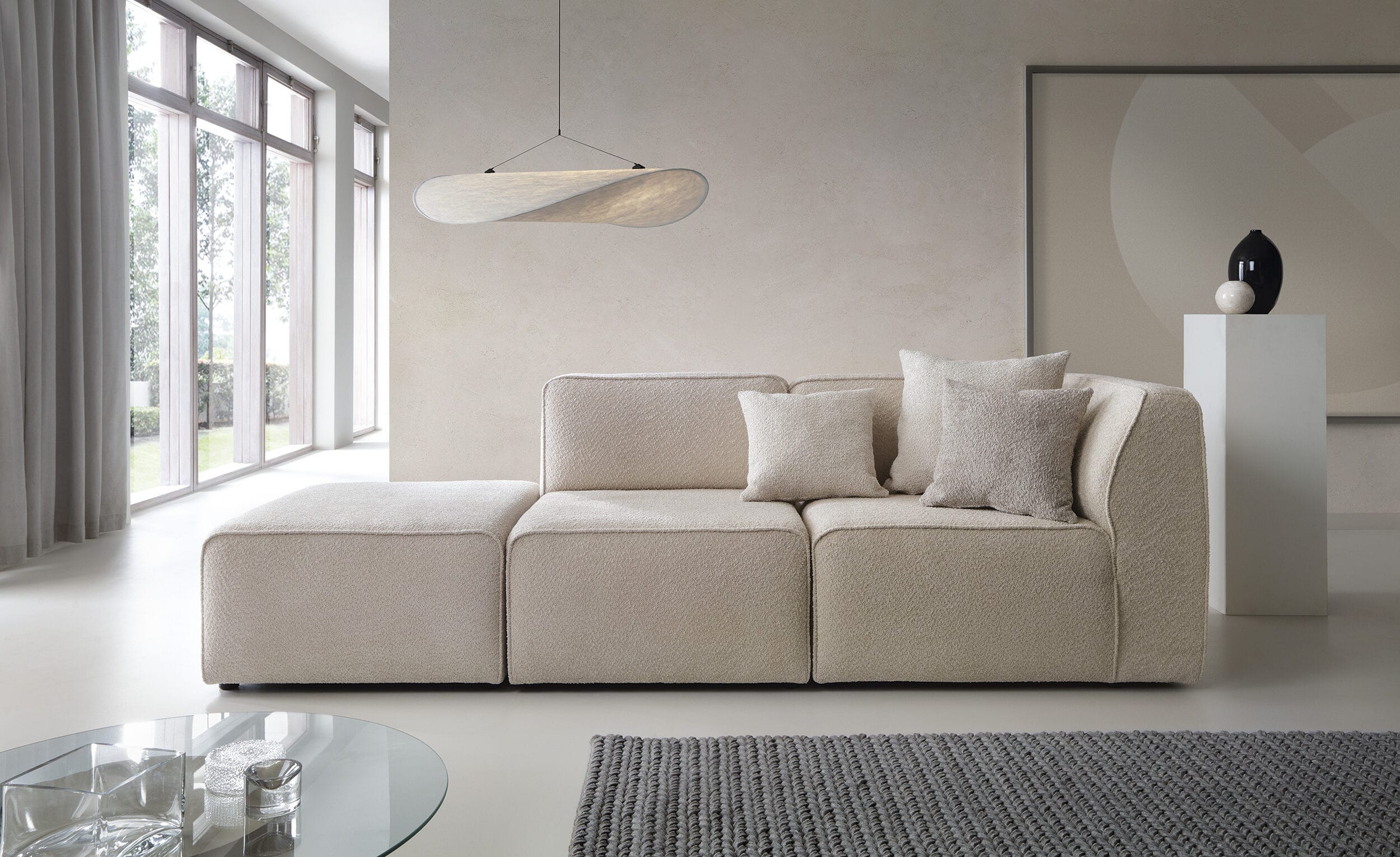 Moderne Elementenbank in Beige - Perfect voor een Strakke en Stijlvolle Interieurinrichting.