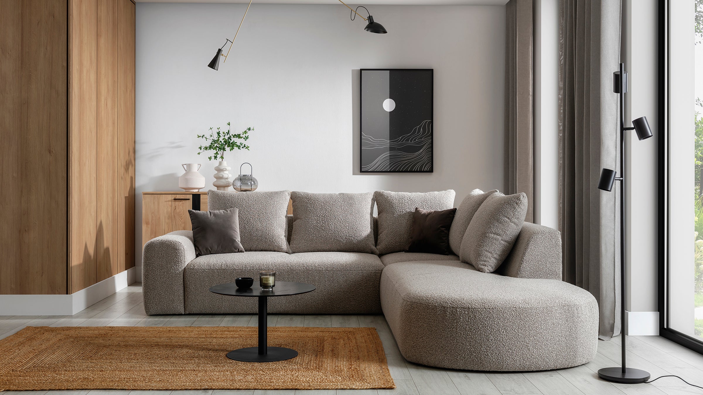 Moderne Hoekbank Comfy in Neutrale Kleur - Ideaal voor Gezellige Avonden met Familie en Vrienden.