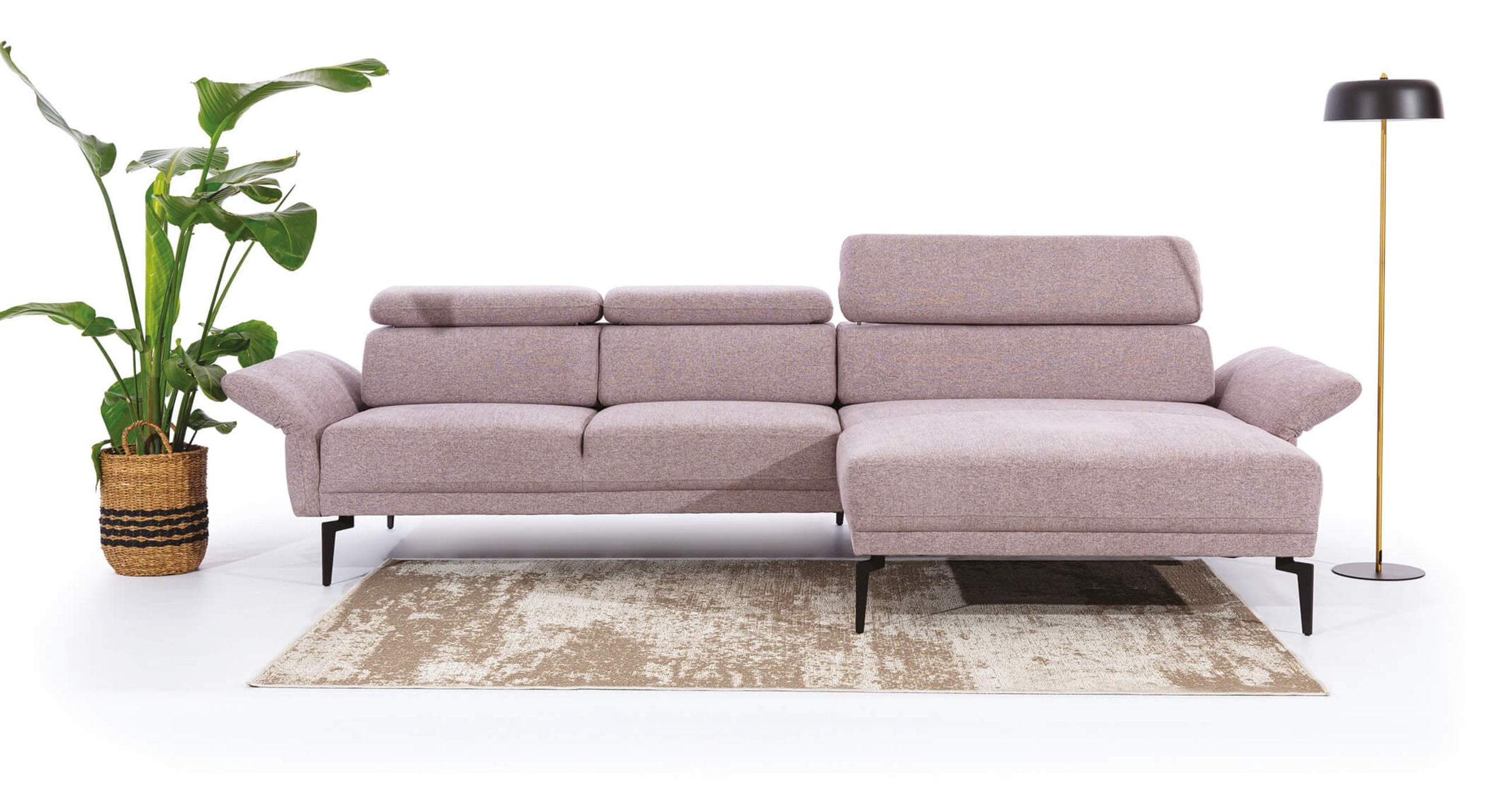 Moderne hoekbank Relax met chaise longue rechts – Comfortabele grijze bank voor woonkamerinrichting met luxe uitstraling.