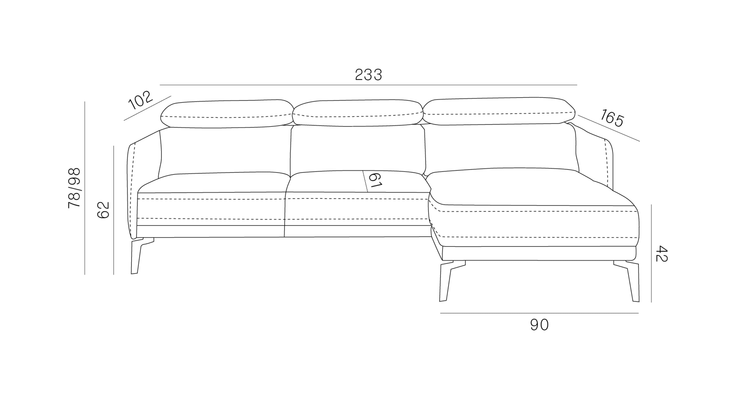 Grijze hoekbank Style met chaise longue rechts – Elegante bankoplossing voor woonkamers, ontworpen voor ultiem comfort en stijl.